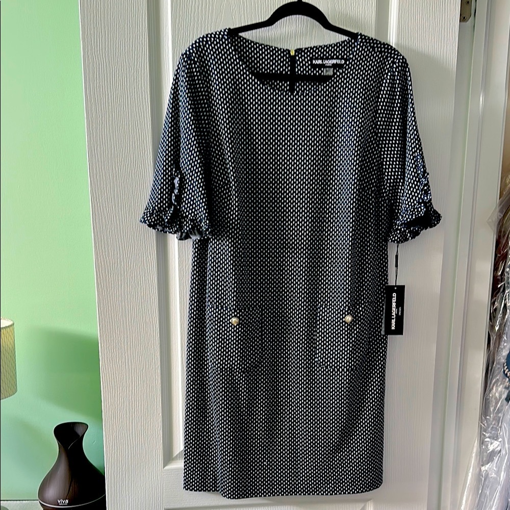 KL Navy Blue and White Dress